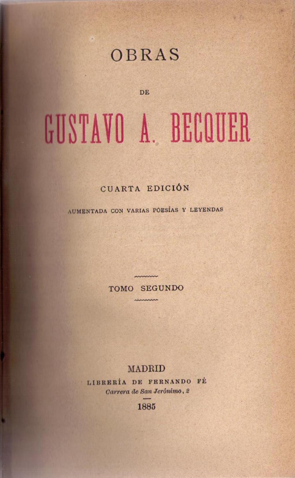 Coberta de Obras de Gustavo A. Becquer (Tom II)